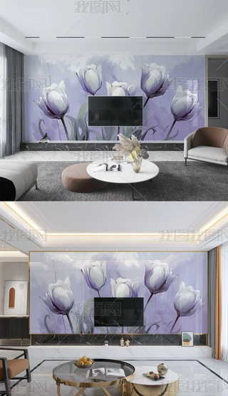 壁纸紫色郁金香专题模板-壁纸紫色郁金香图片素材下载-我图网