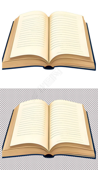 一本翻开的书本书籍图书手抄报装饰边框外框(2)