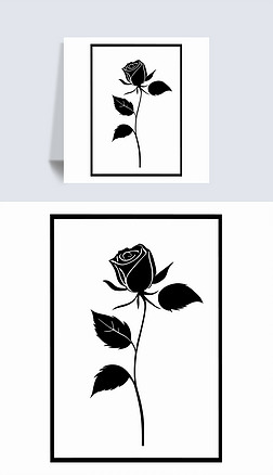 创意设计玫瑰花黑白线条插画唯美艺术临摹画16