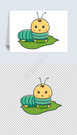 蚕宝宝手绘卡通元素