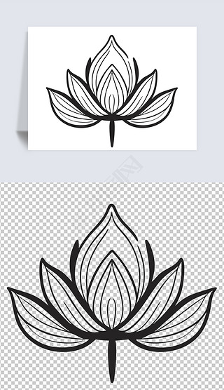 创意设计荷花莲花黑白线条插画唯美艺术临摹画16