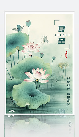 原创中国传统节日夏至节气二十四节日宣传海报设计