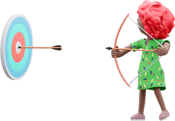 3D棕色女性拉弓射箭中靶形象