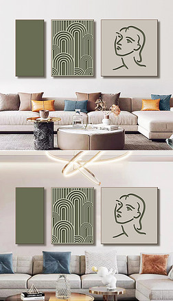 现代时尚线条人物密度板精雕刻客厅装饰画