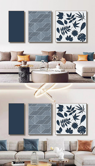 北欧简约植物叶子精雕装饰画客厅沙发装饰画