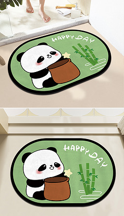 熊猫可爱家居地毯卡通地垫硅藻泥浴室垫2