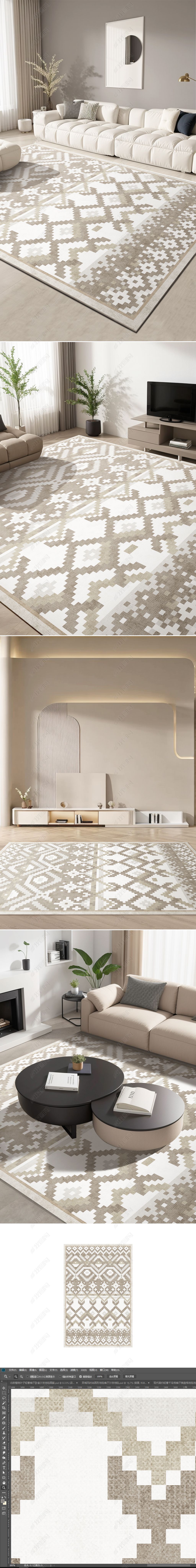 异域风现代几何图案客厅沙发地毯地垫素材简介我图网提供异域风现代
