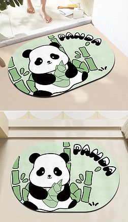 熊猫可爱家居地毯卡通地垫硅藻泥浴室垫4