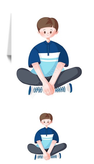 盘腿坐姿悠闲乖巧可爱小男孩儿童少年
