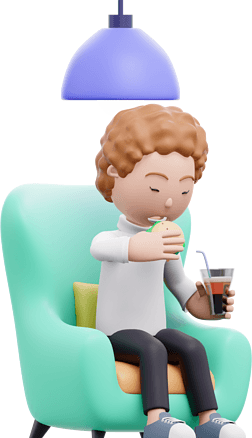 3D白人女性喝可乐吃汉堡形象