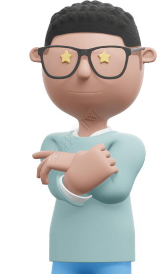 3d白人男叉双手形象