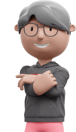 3d白人男叉双手形象