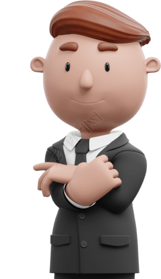 3d白人男叉双手形象