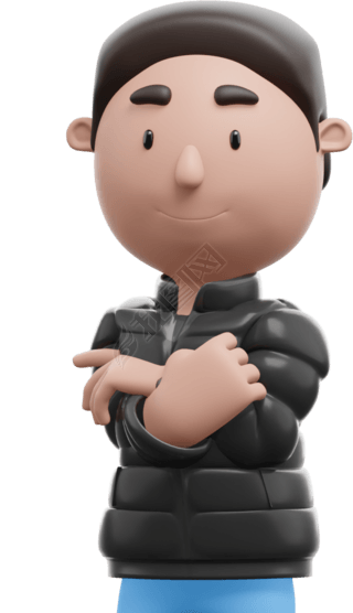 3d白人男叉双手形象