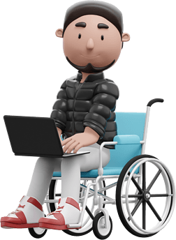 3D白人男性坐轮椅办公形象