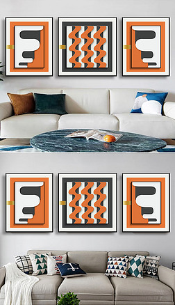 现代简约轻奢抽象几何精雕装饰画客厅沙发装饰画