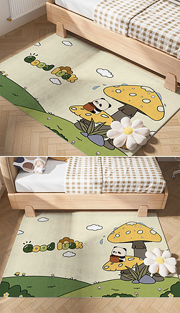 卡通儿童客厅地毯北欧简约ins卧室床边毯1