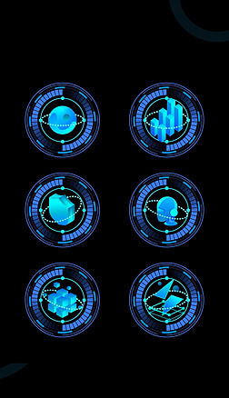 科技感机械旋转icon立体3D蓝色UI图标