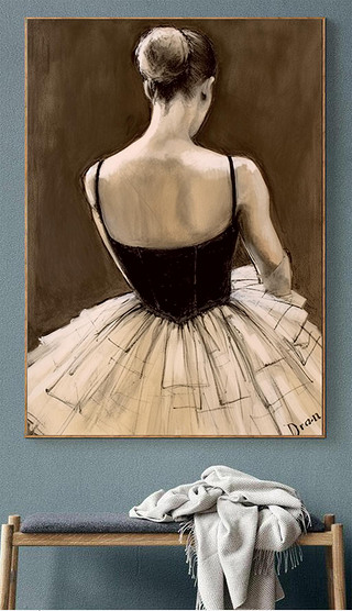 芭蕾舞女孩跳舞背影装饰画