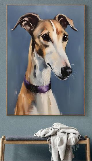 现代油画风质感抽象艺术小狗客厅玄关装饰画