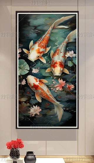 新品玄関 福引きの鯉 リビングルーム装飾画 玄関装飾画現代 / 新品玄関 福引きの鯉 リビングルーム装飾画 玄関装飾画現代 /