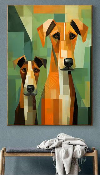 抽象现代艺术印象派狗狗装饰画