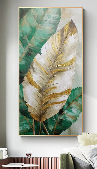 家大业大手绘油画玄关装饰画现代简约轻奢入户客厅落地挂画肌理画