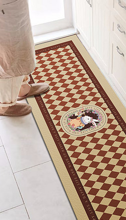 现代北欧美式复古轻奢简约几何脚垫厨房地垫地毯