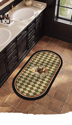 现代北欧美式复古欧式轻奢简约几何脚垫厨房地垫地毯