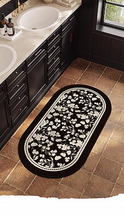 现代北欧美式复古轻奢简约几何脚垫厨房地垫地毯