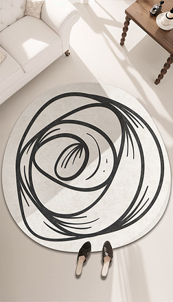 法式奶油风轻奢抽象艺术花朵异形地毯客厅沙发地毯