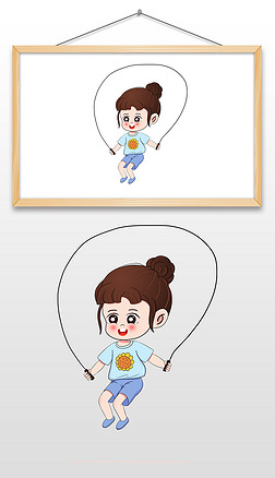手绘儿童男孩户外运动跳绳插画立即下载儿童卡通画图片儿童画画儿童
