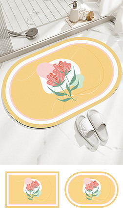 时尚彩色花卉多巴胺入户玄关浴室卡通地毯地垫