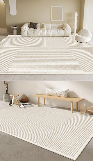 现代简约北欧轻奢几何奶油风线条艺术地毯地垫图案