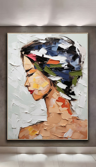 个性抽象人像肌理客厅装饰画