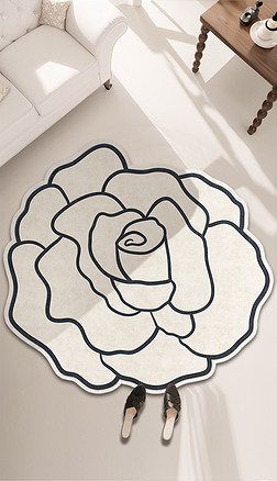 法式奶油风玫瑰花异形地毯客厅沙发地毯