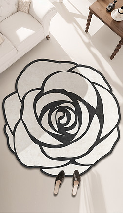 法式奶油风浪漫玫瑰花异形地毯客厅沙发地毯床边毯