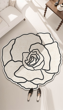 法式奶油风玫瑰花瓣异形地毯客厅地毯地垫
