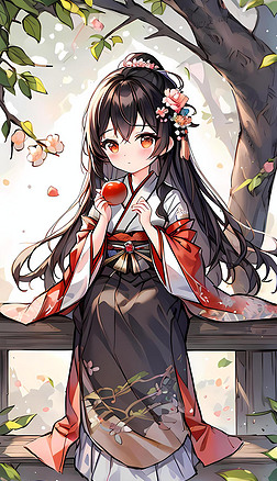 二次元汉服女孩古风七夕背景