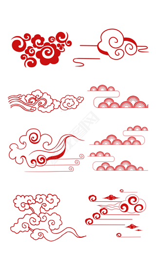 中国风国潮底纹纹理中式中秋山水边框海浪波纹元素