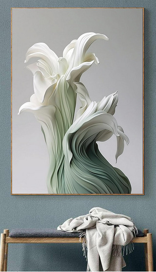 现代抽象艺术植物立体模型效果个性简约客厅玄关装饰画
