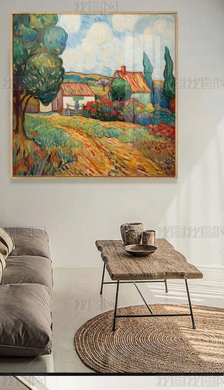 抽象画风景画简单乡村专题模板-抽象画风景画简单乡村图片素材