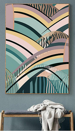 手绘线条纹理对称曲线抽象概念艺术绘画客厅玄关装饰画