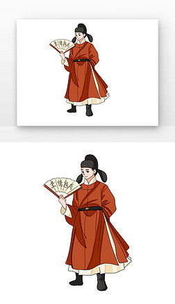 红色高考状元手拿扇子金榜题名漫画元素