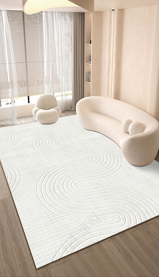 现代简约几何条纹地毯侘寂风客厅地毯卧室地垫床边毯