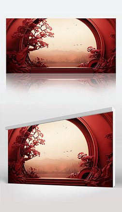 红色中国风喜庆节日展板背景图片