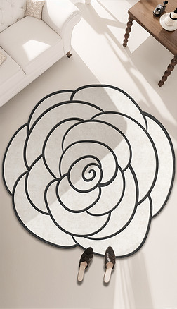 法式奶油风异形花卉花朵地毯客厅沙发艺术地毯