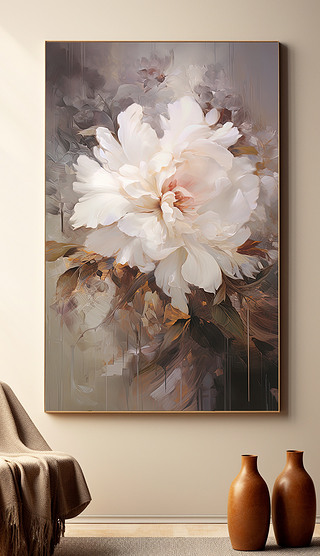 手绘北欧时尚花卉油画客厅装饰画抽象花卉挂画