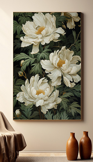 手绘北欧时尚花卉油画客厅装饰画抽象花卉挂画
