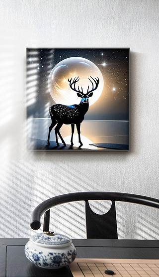 星空鹿装饰画好寓意玄关画过道走廊画